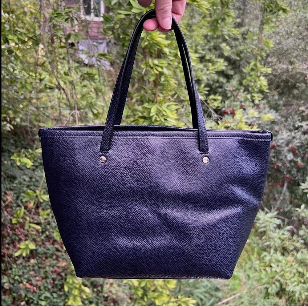 COACH Women's Mini City Tote Blue Crossgrain Leather w Gold Hardware AUTHENTIC - Picture 2 of 8